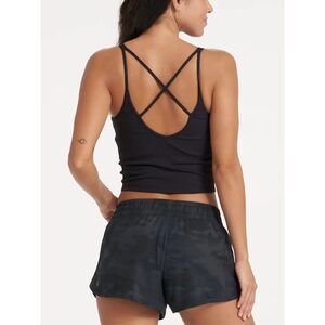 Vuori Black Rib Crop Strappy Crisscross Tank Size S
